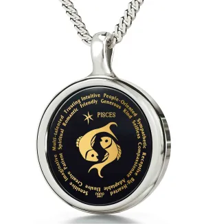 Pisces Necklaces for Lovers of the Zodiac 24k Gold Inscribed