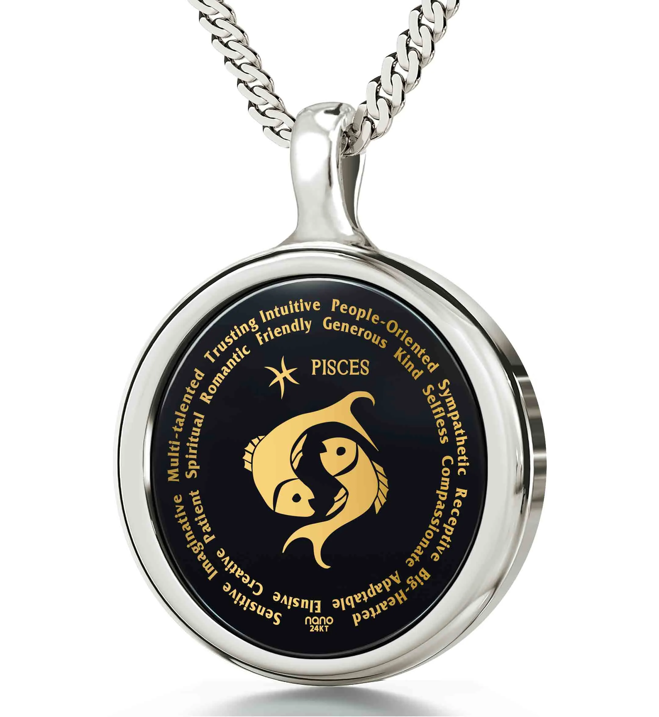 Pisces Necklaces for Lovers of the Zodiac 24k Gold Inscribed