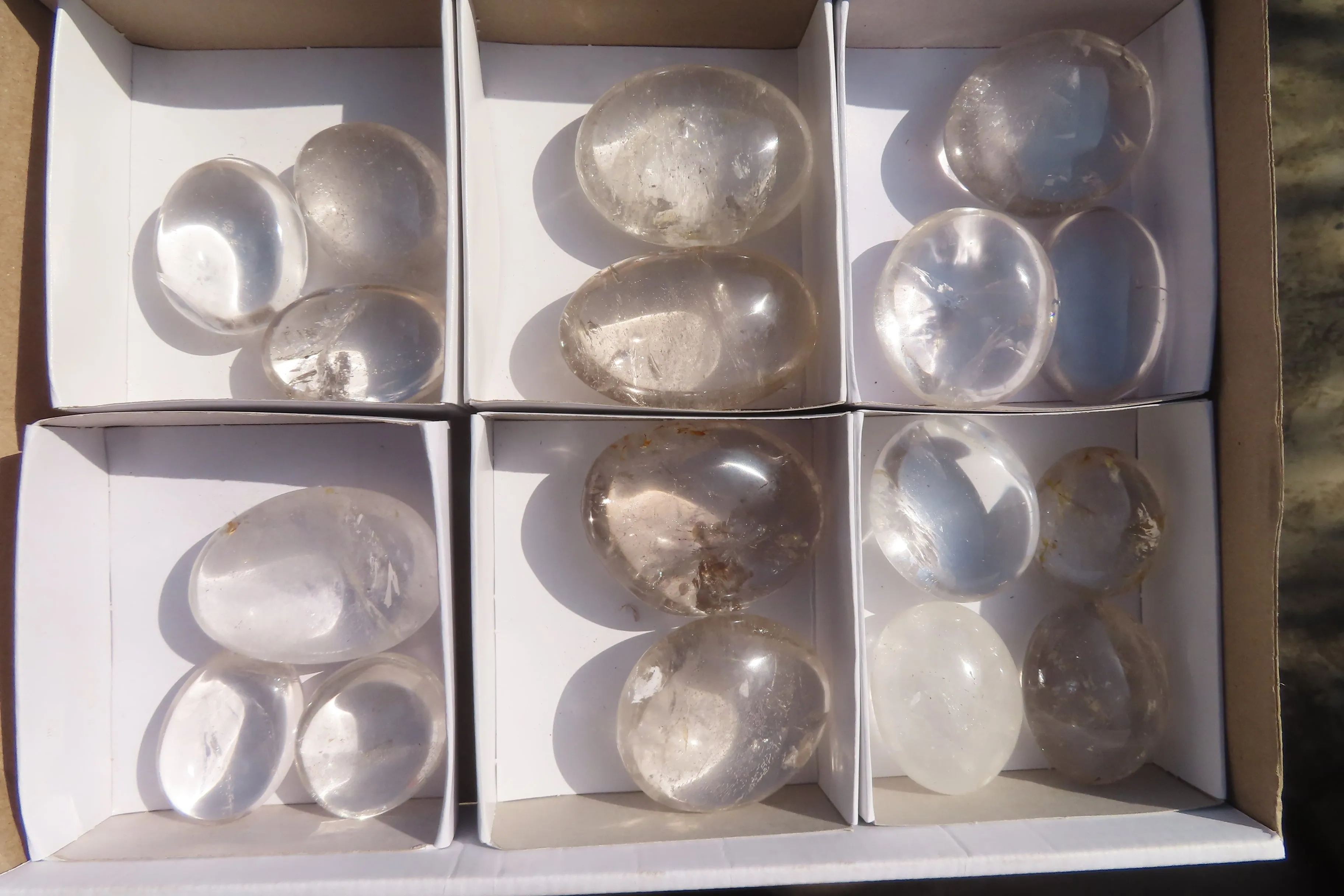 Polished Clear Quartz Galet / Palm Stones  x 17 From Madagascar