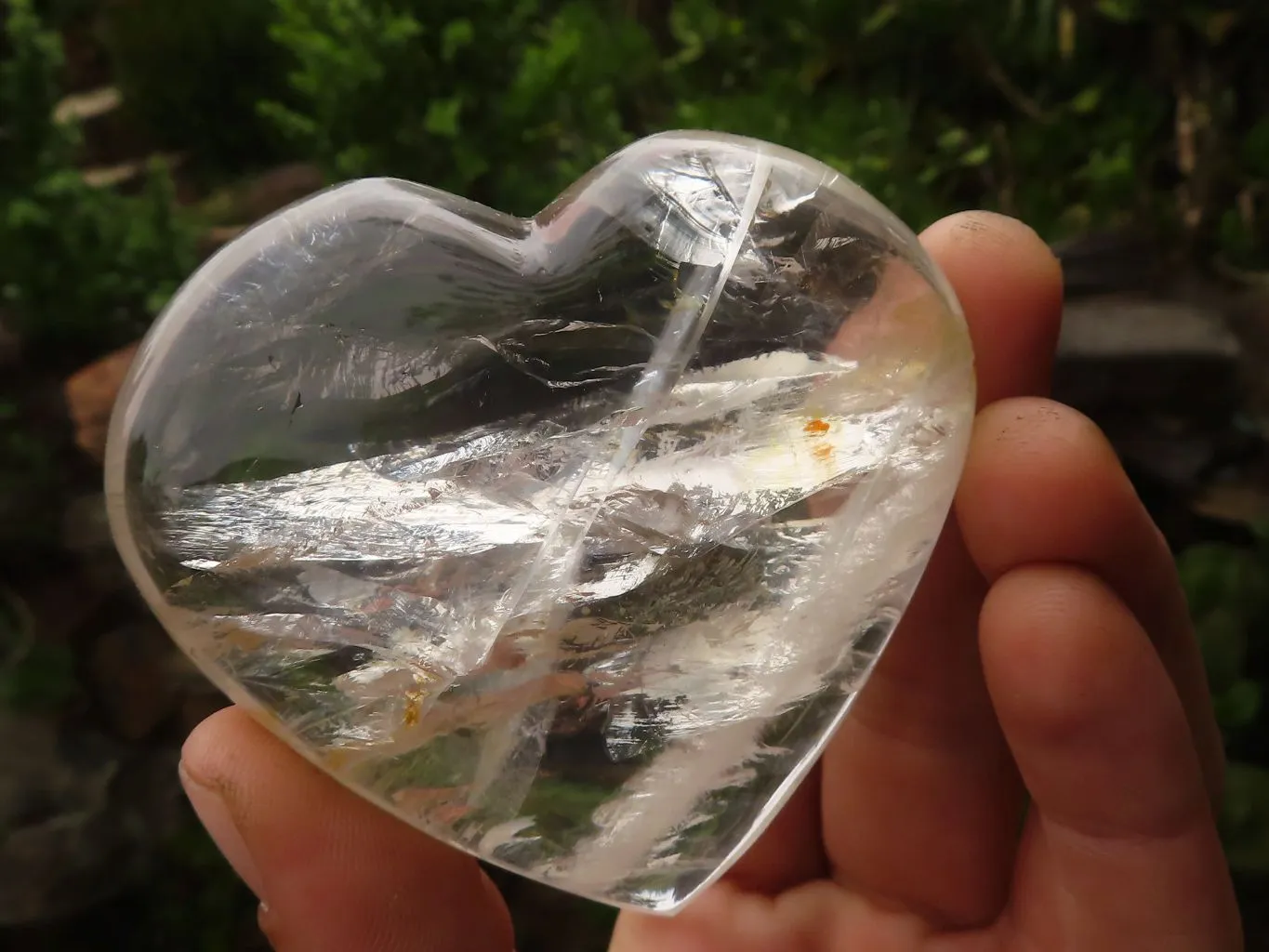 Polished Girasol Pearl Quartz Hearts x 6 From Madagascar