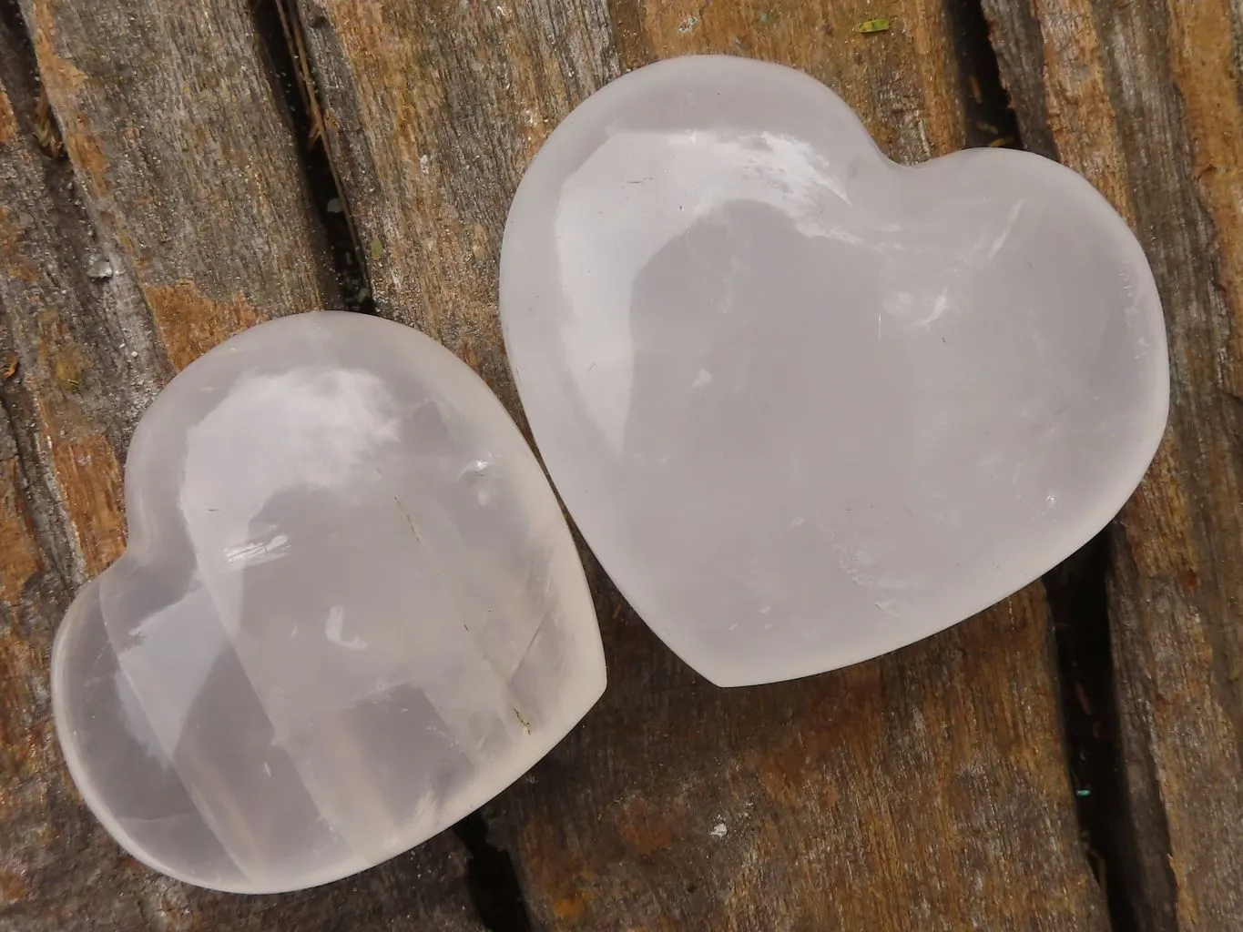 Polished Girasol Pearl Quartz Hearts x 6 From Madagascar