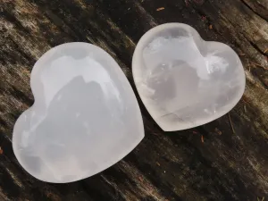 Polished Girasol Pearl Quartz Hearts x 6 From Madagascar