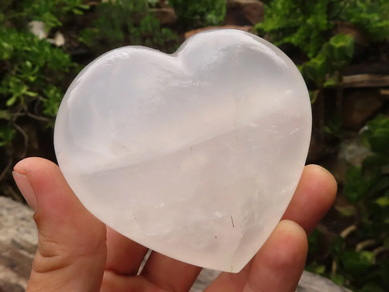 Polished Girasol Pearl Quartz Hearts x 6 From Madagascar