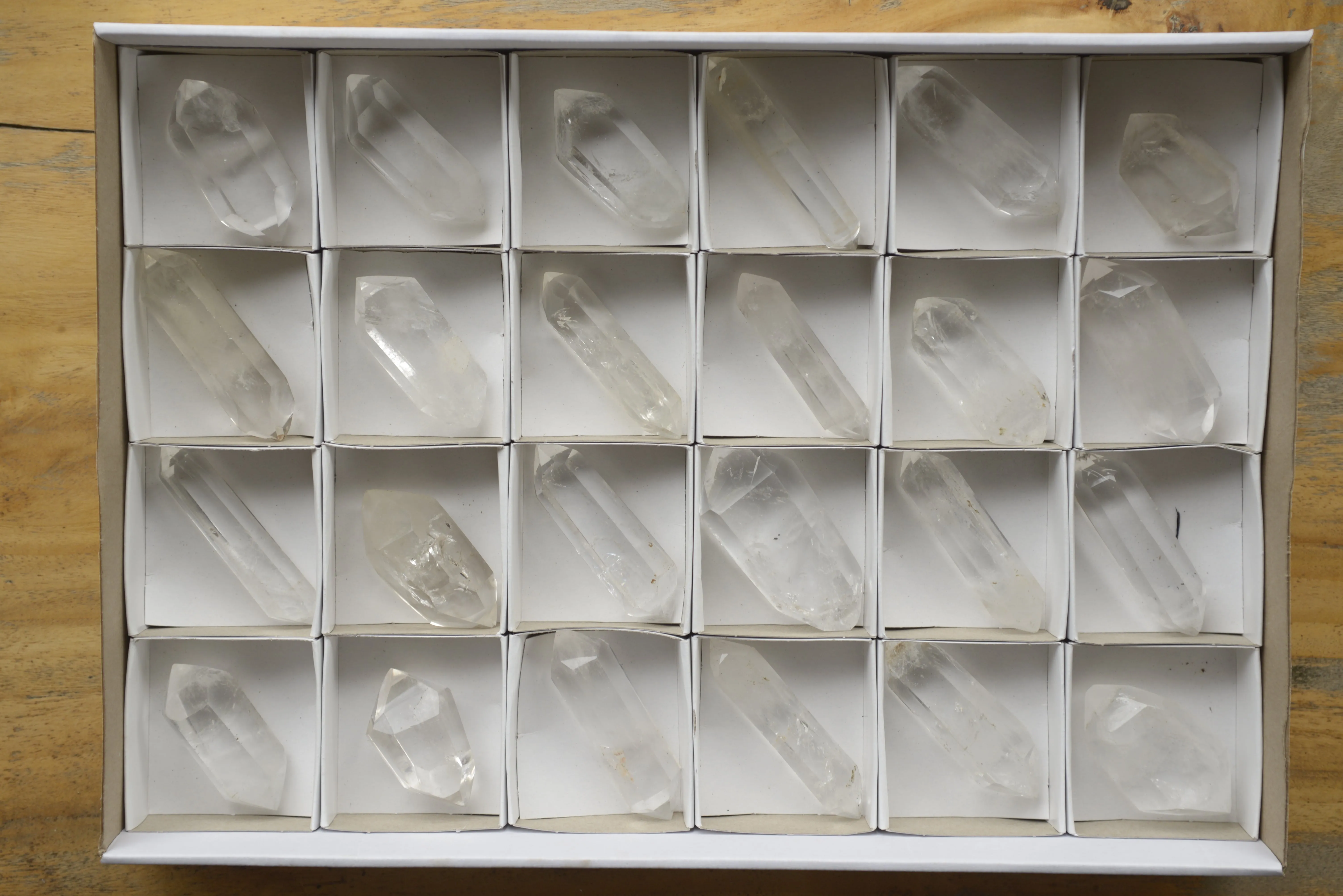 Polished Small Double Terminated Clear Quartz Crystals x 24 From Madagascar