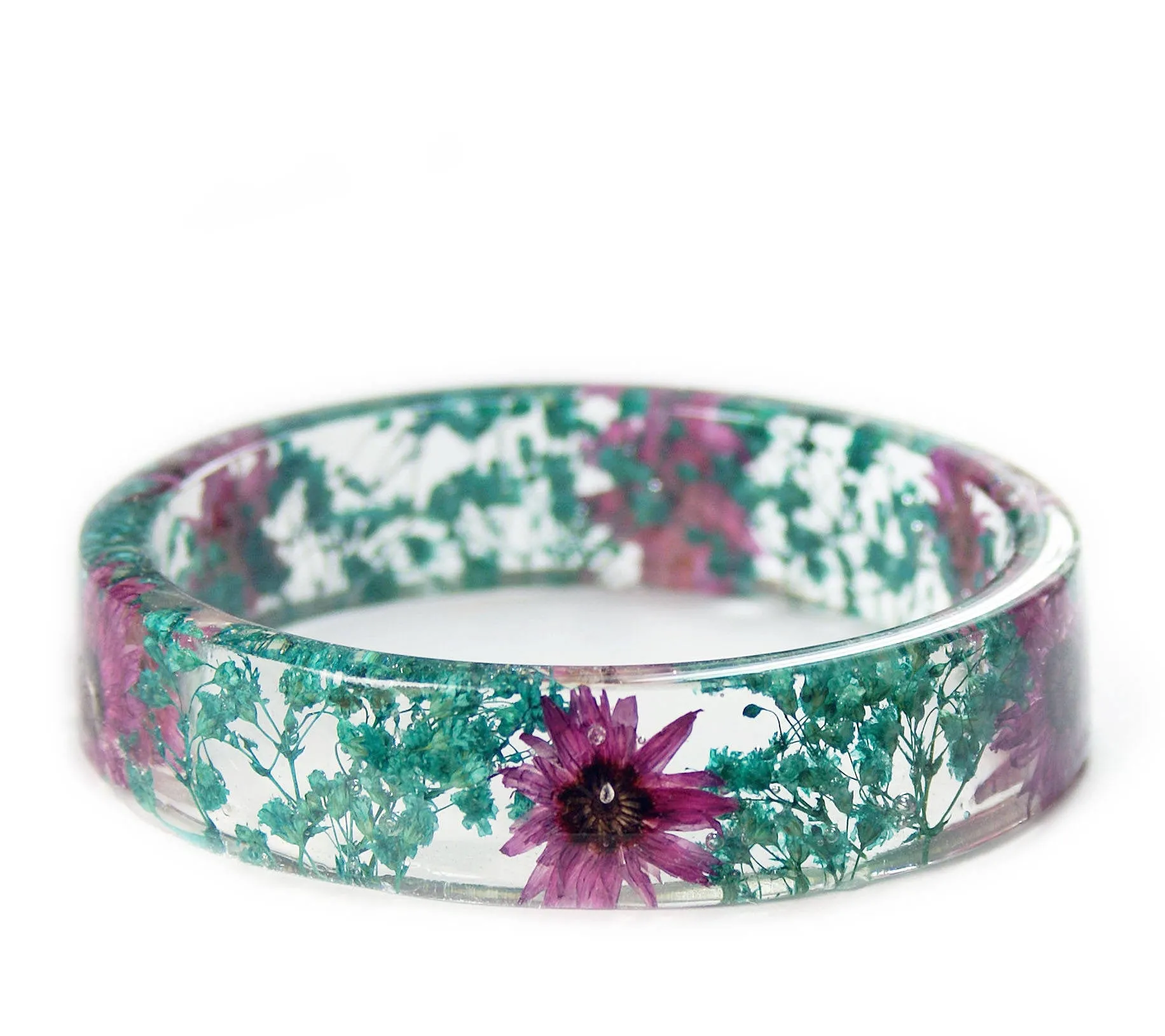 Purple Daisy Turquoise Flower Resin Bracelet