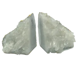 Quartz Cluster Bookends Gold Electroplated