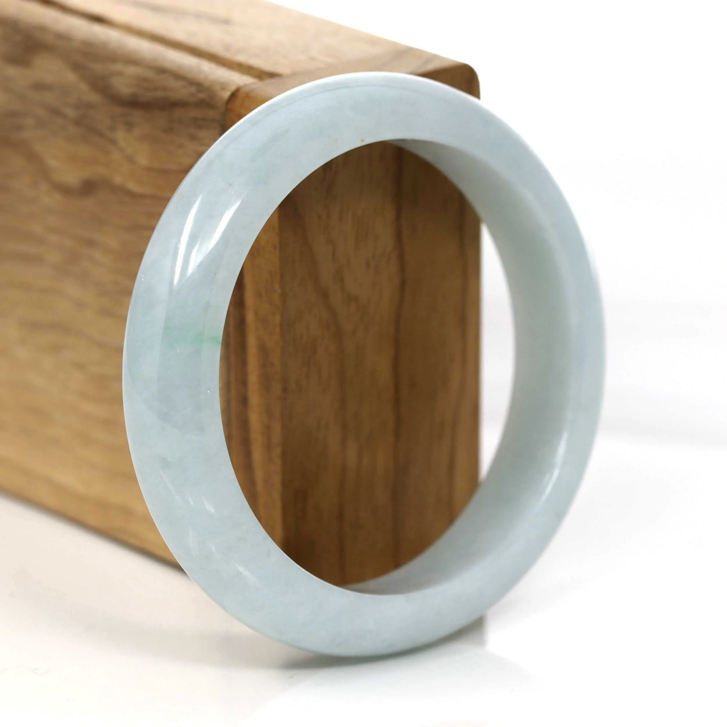 "Classic Bangle" Blue- Green Jadeite Jade Bangle (55.51 mm) #663