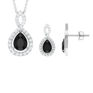 Real Black Onyx Infinity Jewelry Set with Moissanite