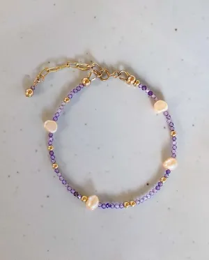 Rhea Pearl & Amethyst Bracelet