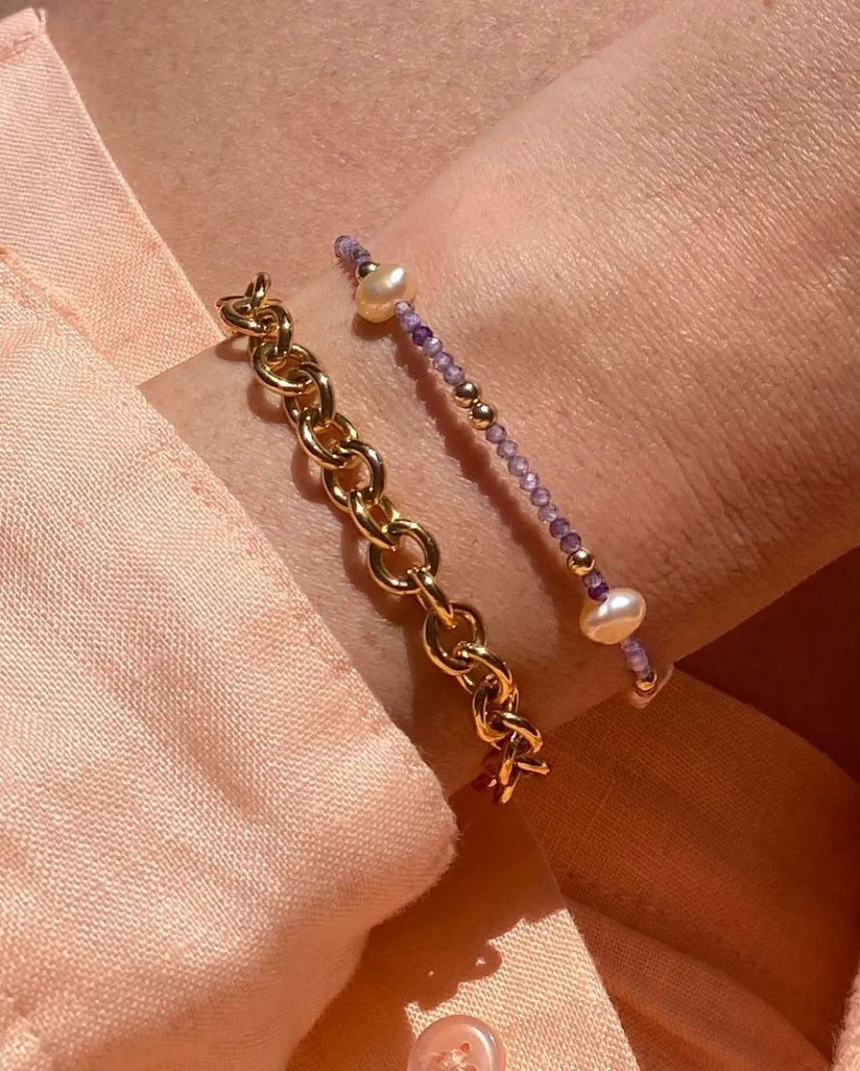 Rhea Pearl & Amethyst Bracelet