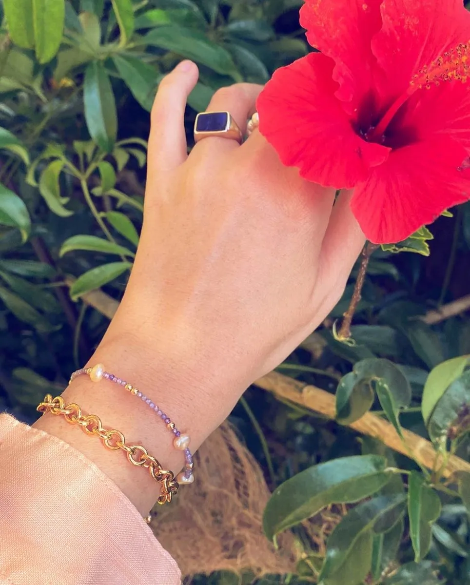 Rhea Pearl & Amethyst Bracelet