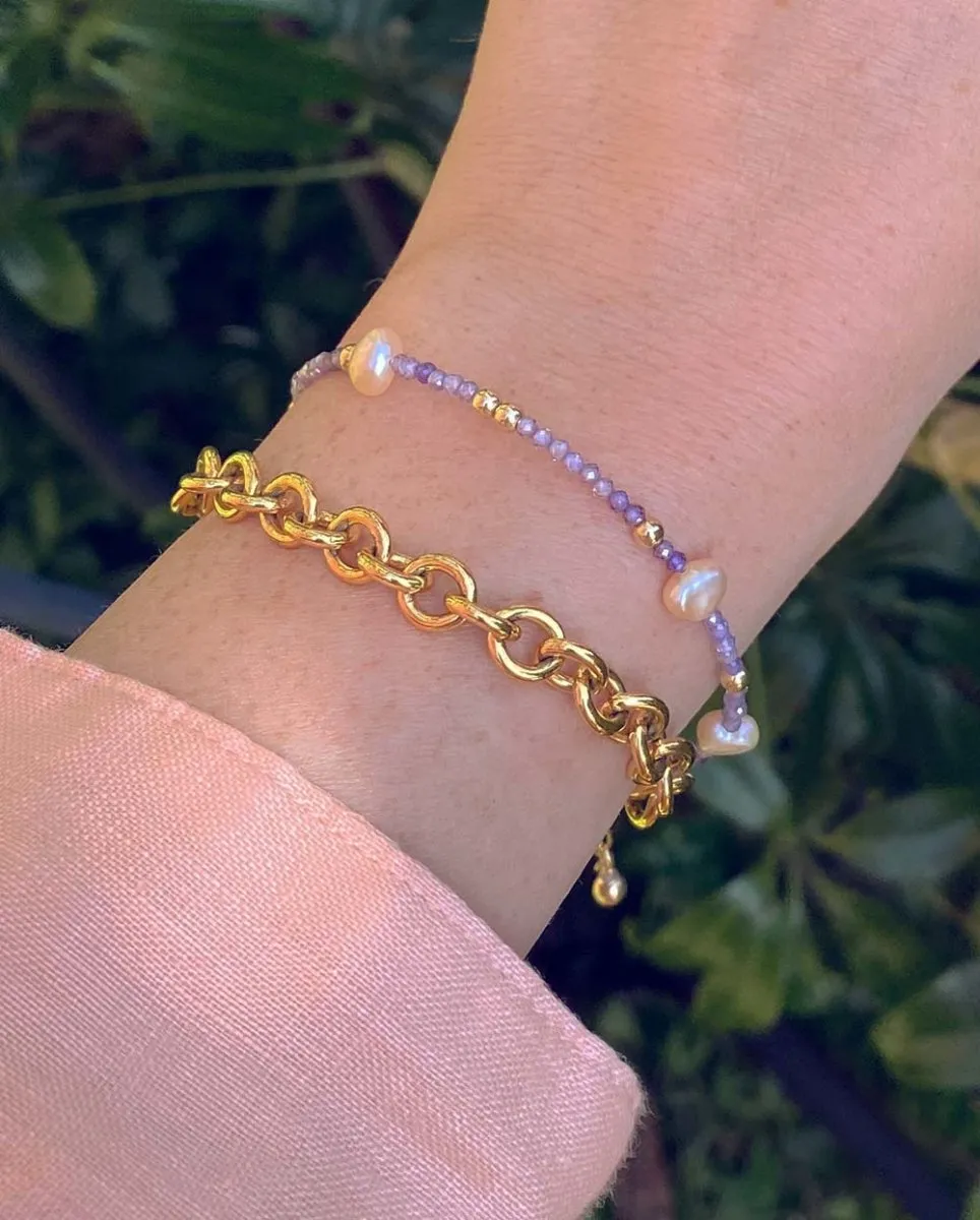 Rhea Pearl & Amethyst Bracelet