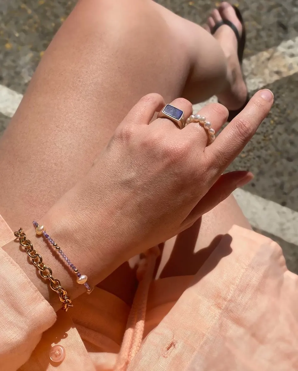 Rhea Pearl & Amethyst Bracelet