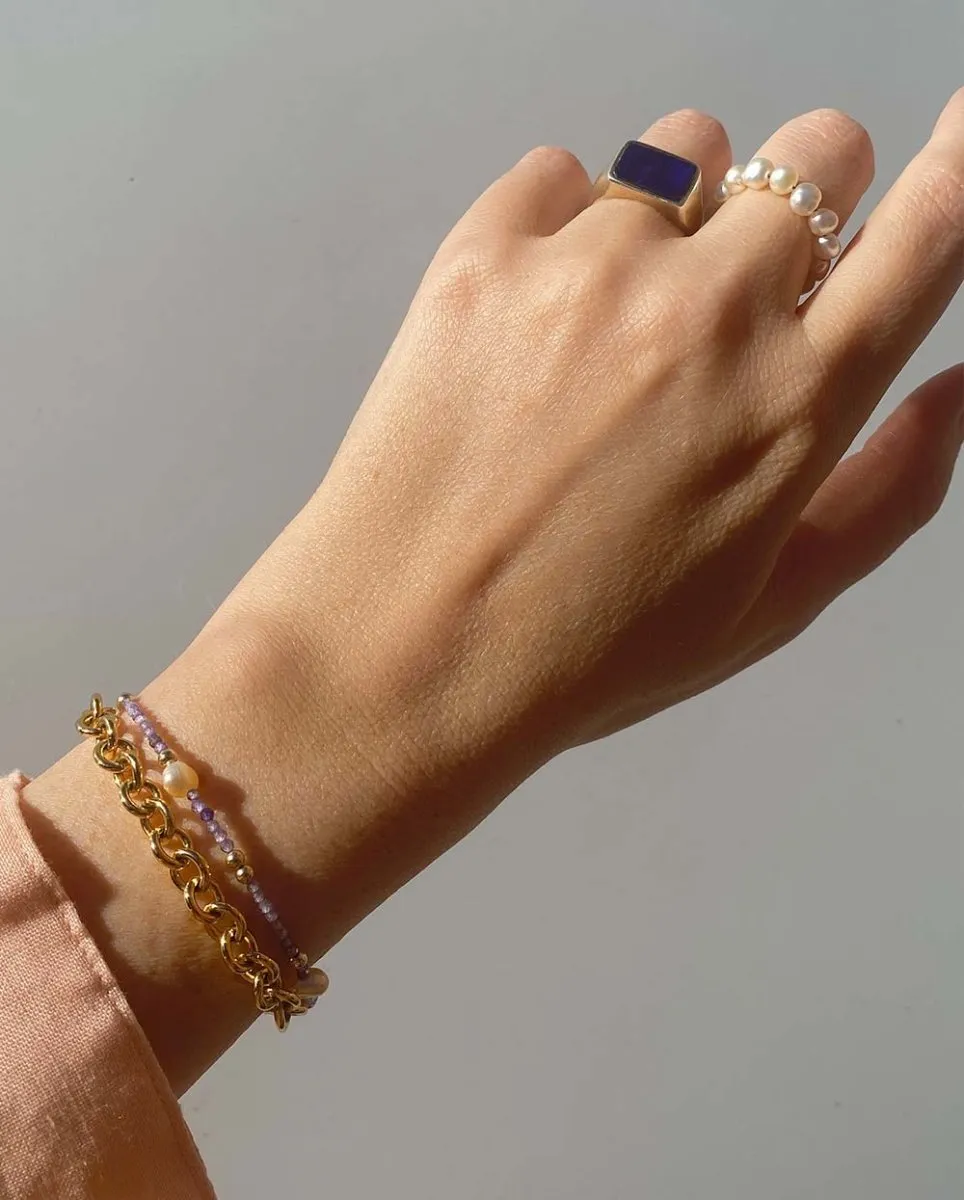 Rhea Pearl & Amethyst Bracelet