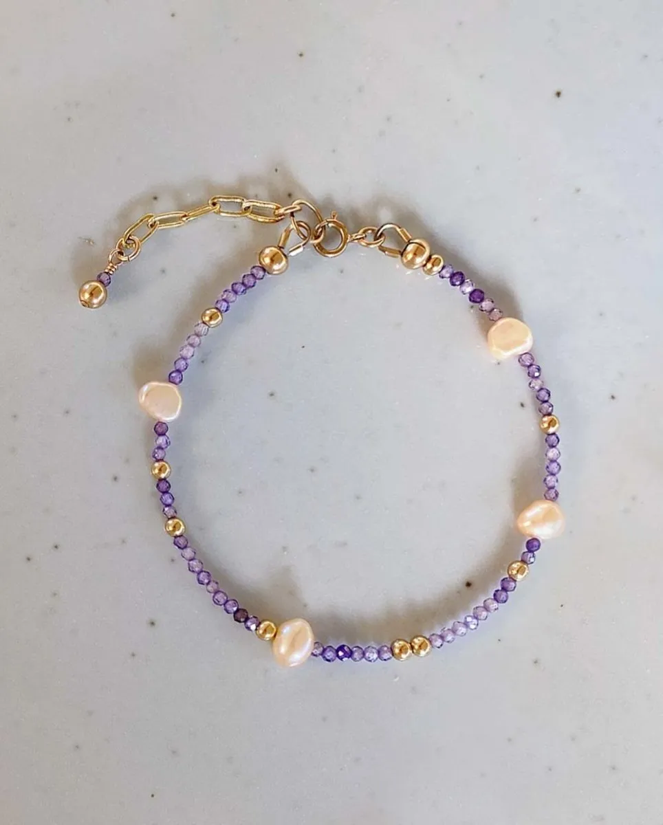 Rhea Pearl & Amethyst Bracelet