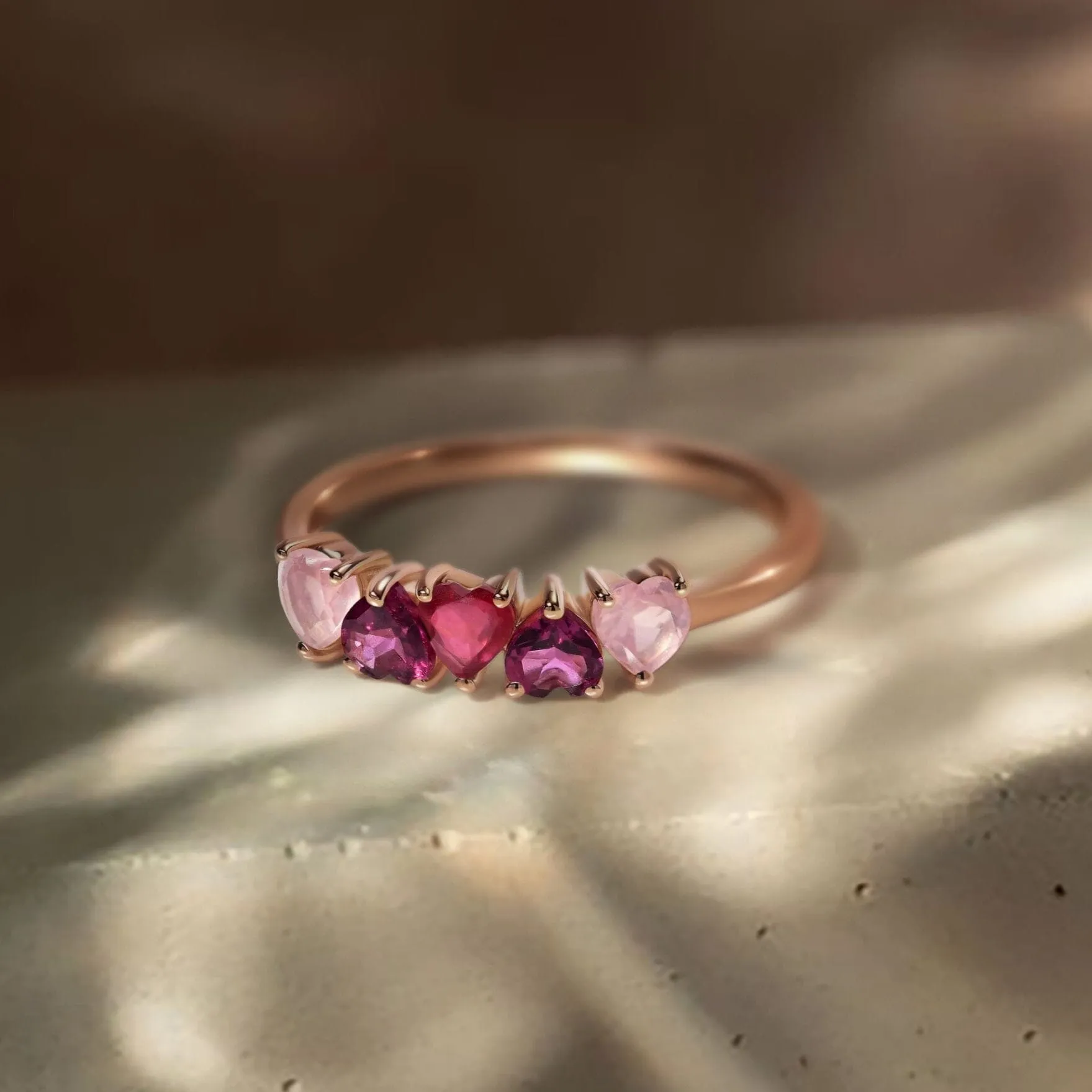 Rose Quartz Rhodolite Ring - Crush On You