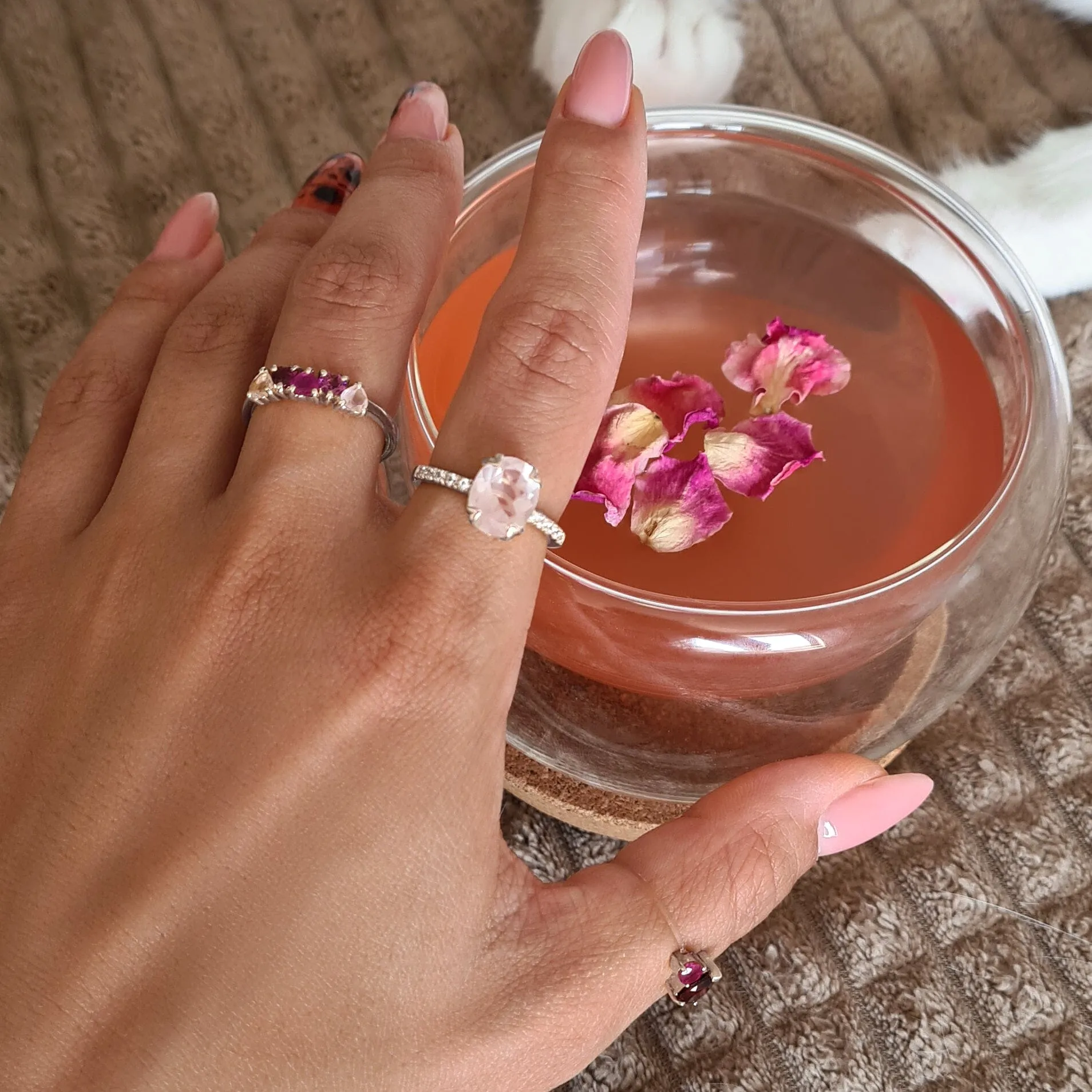 Rose Quartz Rhodolite Ring - Crush On You