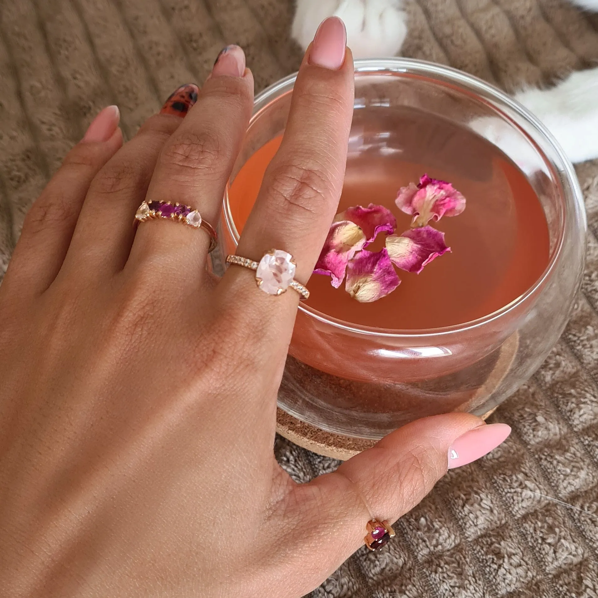 Rose Quartz Rhodolite Ring - Crush On You