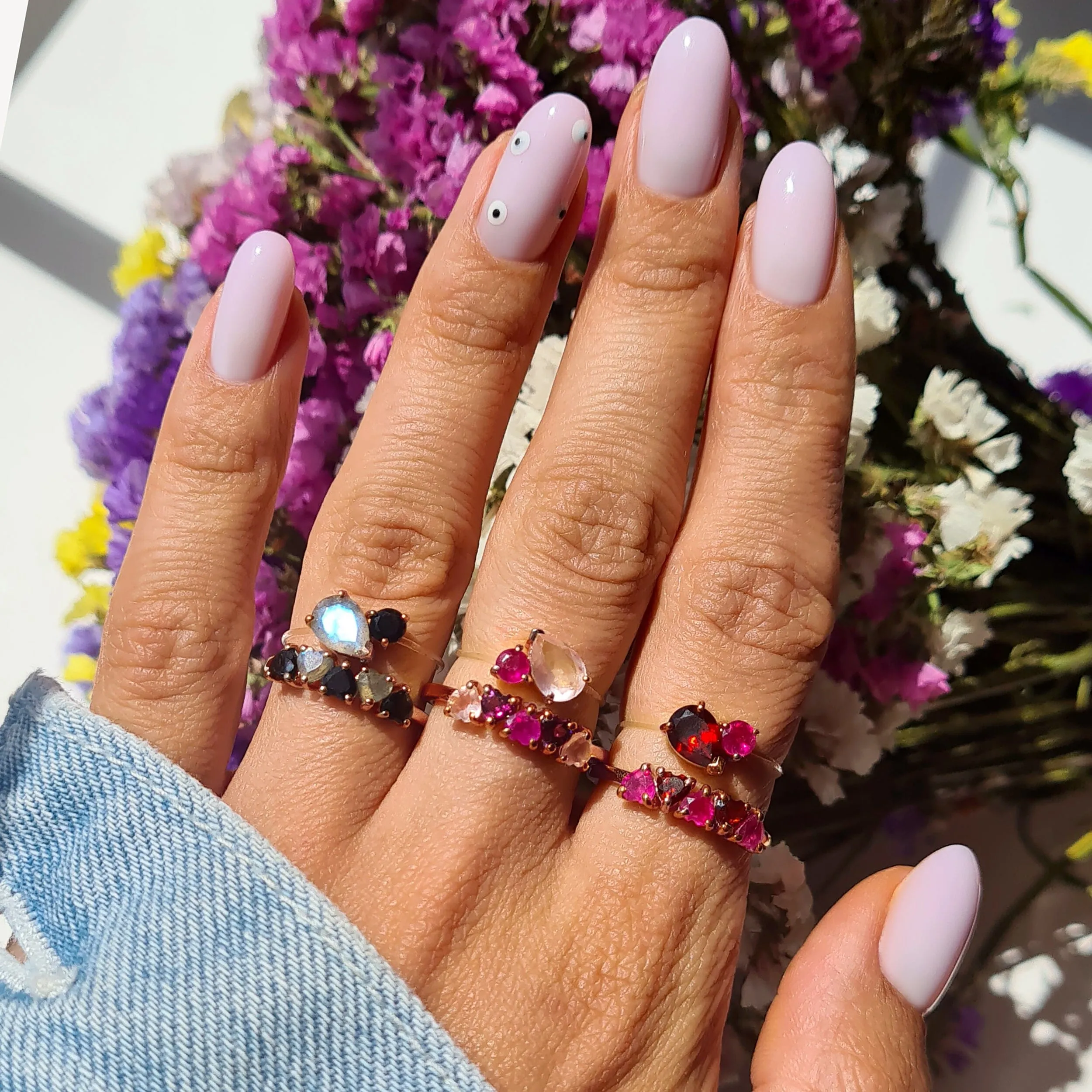 Rose Quartz Rhodolite Ring - Crush On You