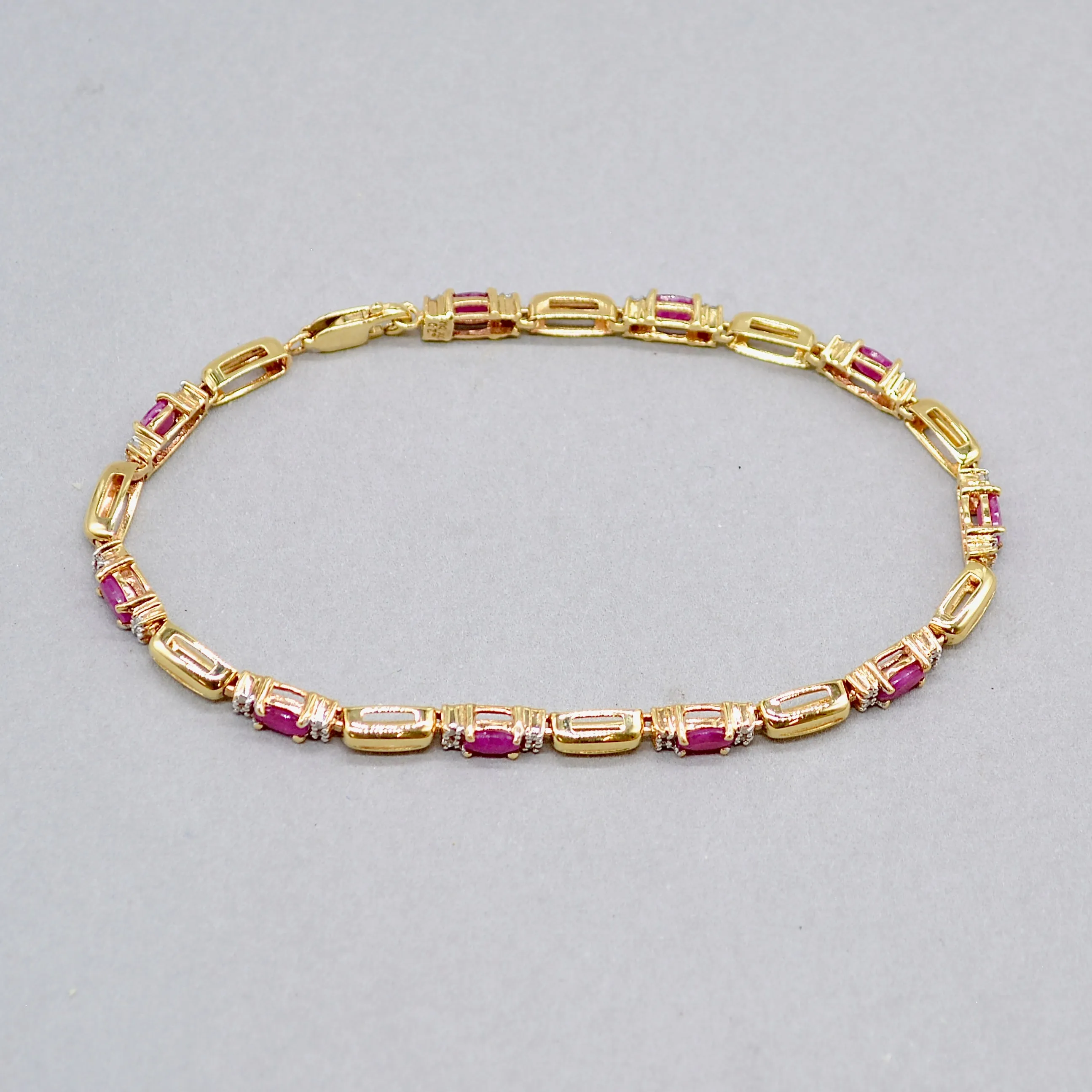 Ruby and Diamond 9ct Yellow Gold Bracelet (3.70 Carats)