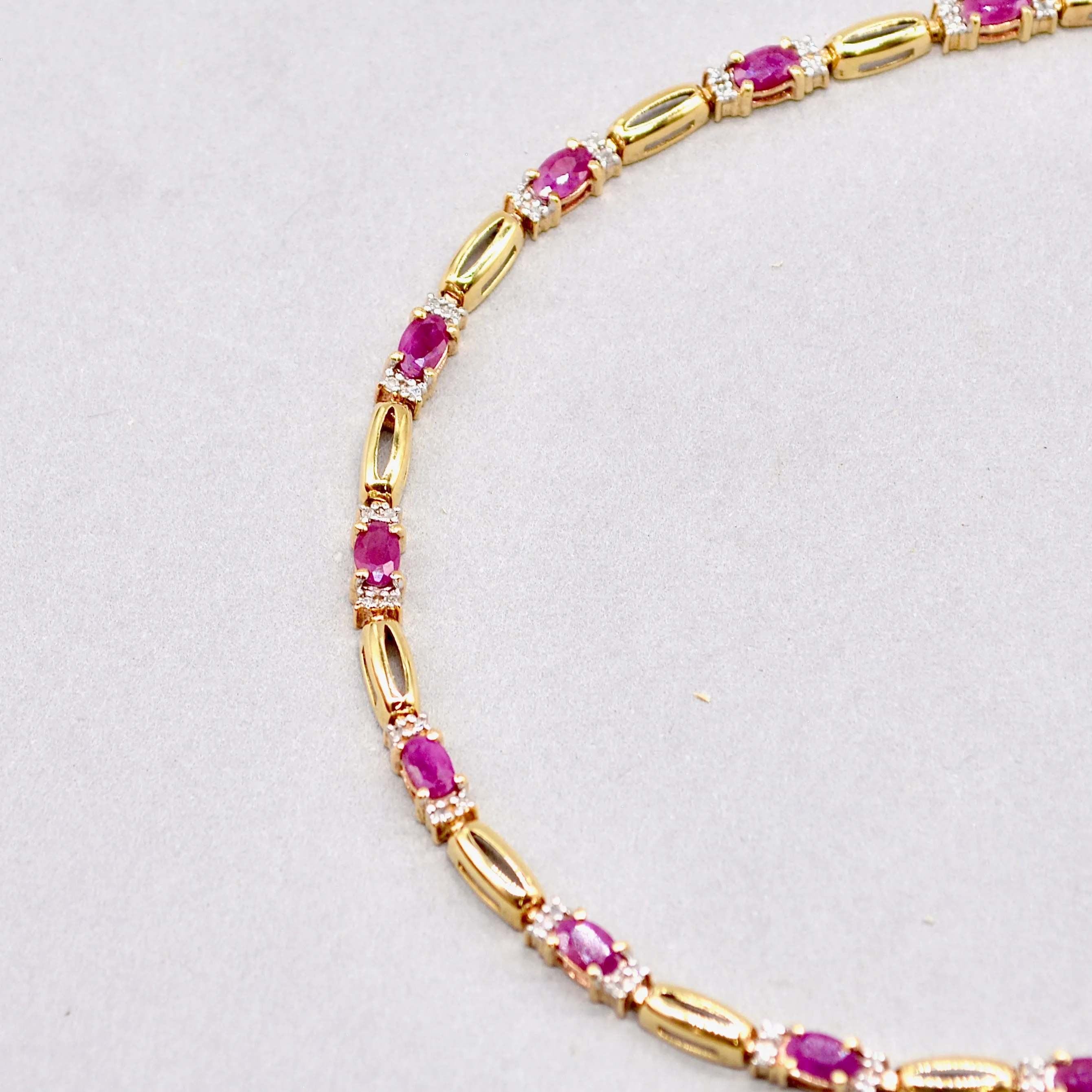 Ruby and Diamond 9ct Yellow Gold Bracelet (3.70 Carats)