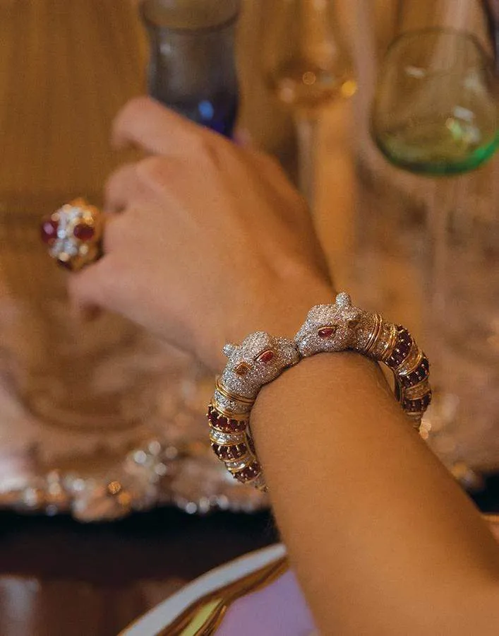 Ruby and Diamond Twin Cheetah Bracelet