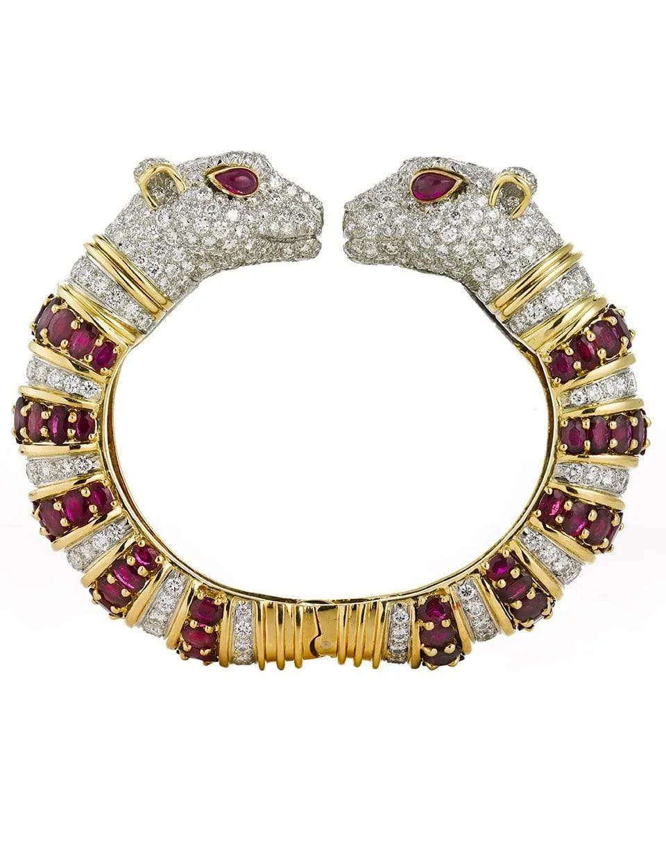 Ruby and Diamond Twin Cheetah Bracelet