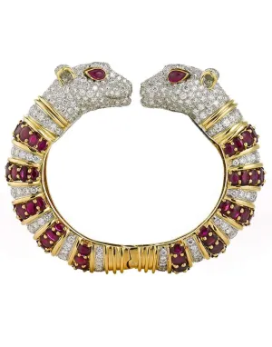 Ruby and Diamond Twin Cheetah Bracelet