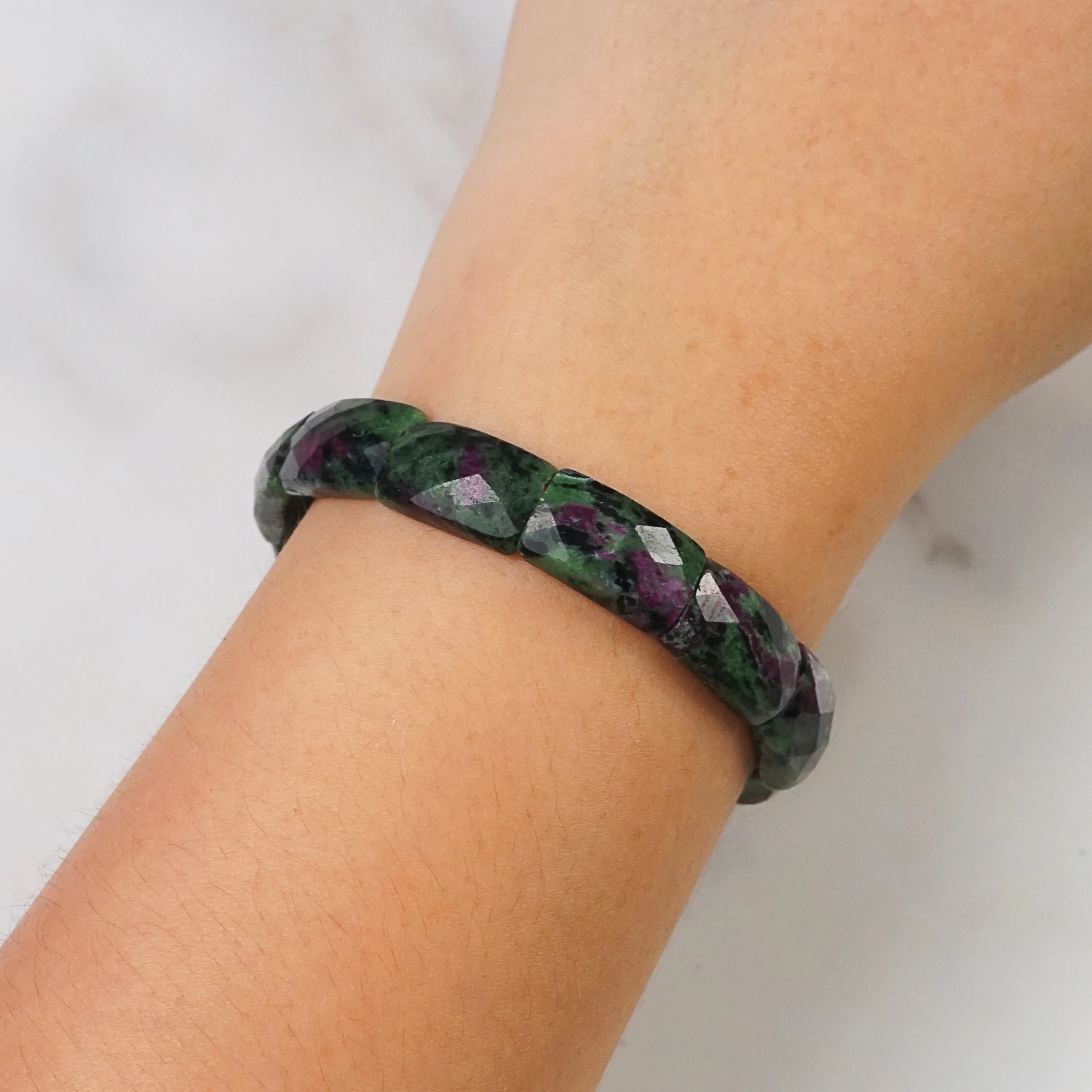 Ruby Zoisite Faceted Bangle