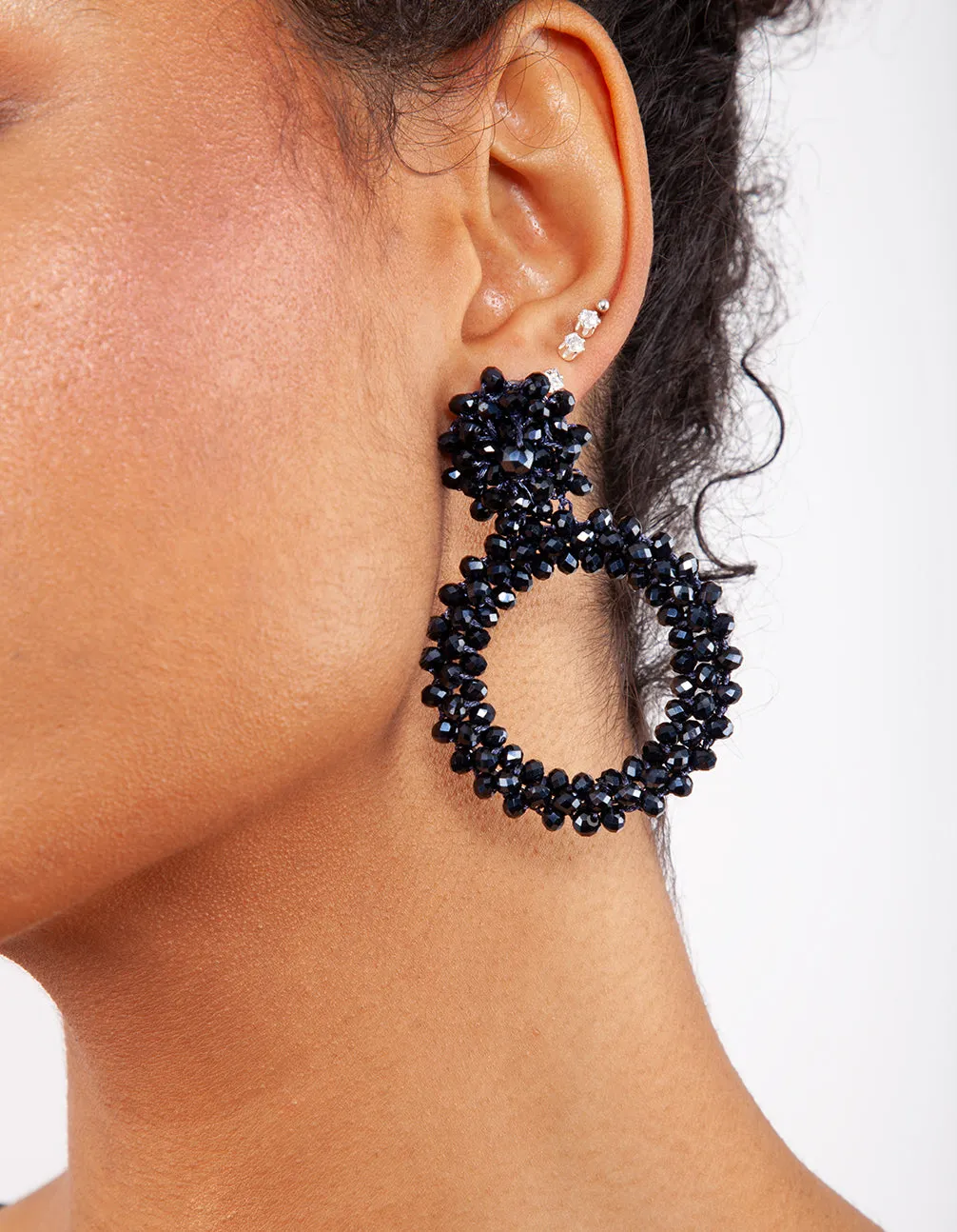 Sapphire-Blue Beaded Drop Earring