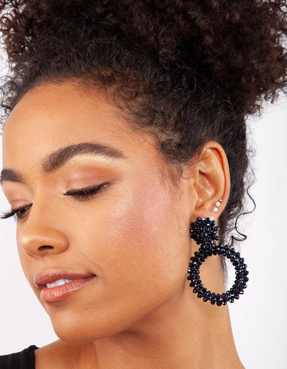 Sapphire-Blue Beaded Drop Earring