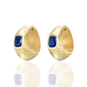 Sapphire Hinged Hoops