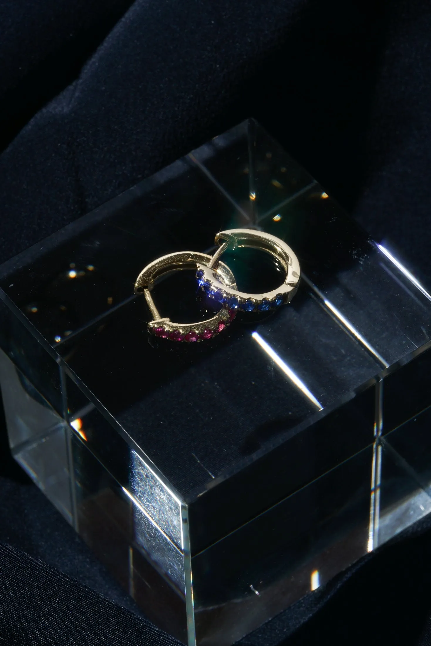 Sapphire Satellite Huggie (Single)