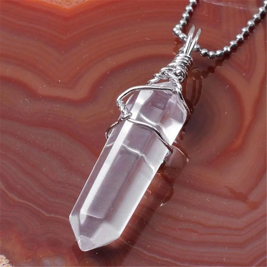 Set of 3 Wire-Wrapped Mineral Point Pendants - Amethyst, Quartz & Rose Quartz