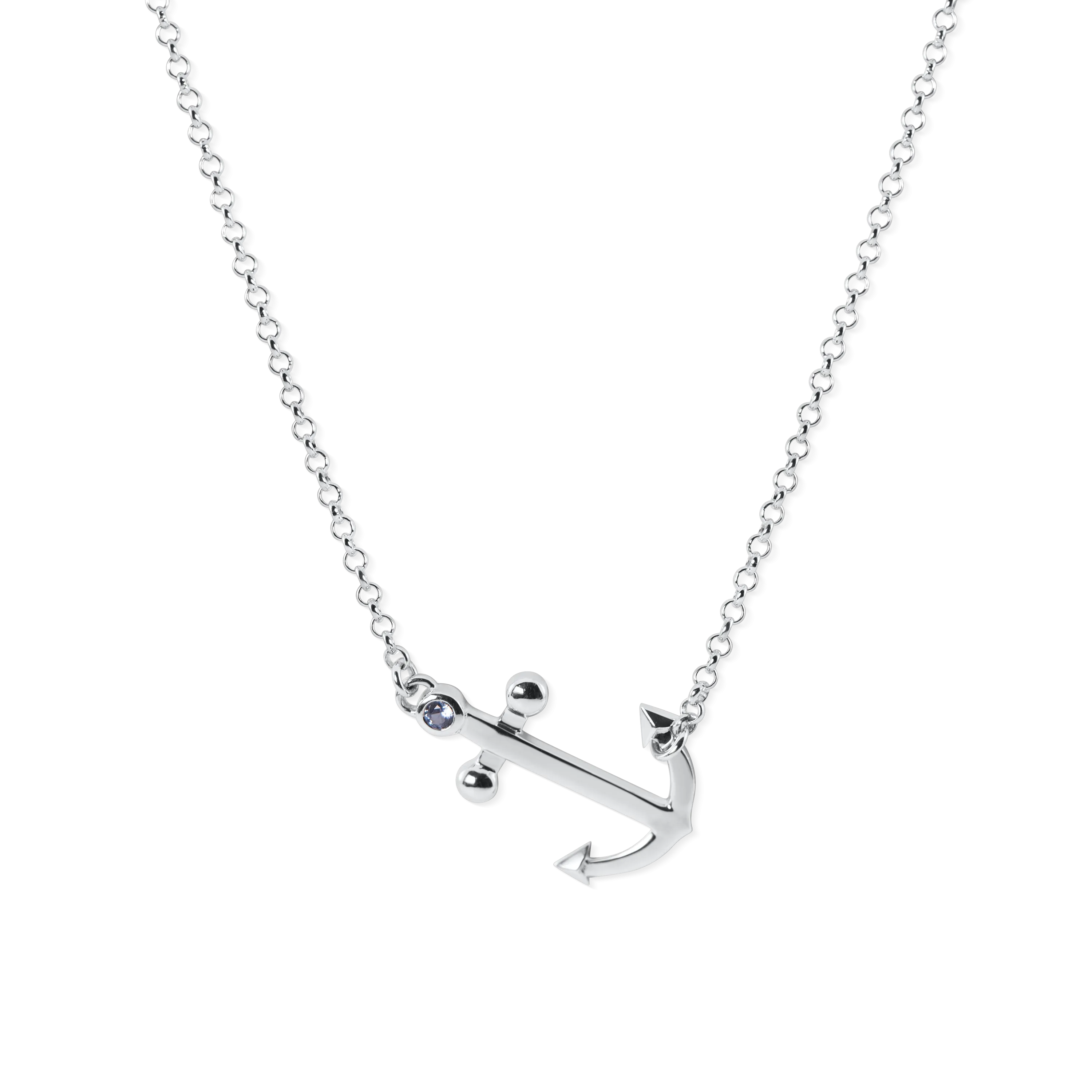 Set of Ladies Anchor Necklace, Bracelet, Stud Earrings from Nau-T-Girl in Silver with Imitation Blue Stone