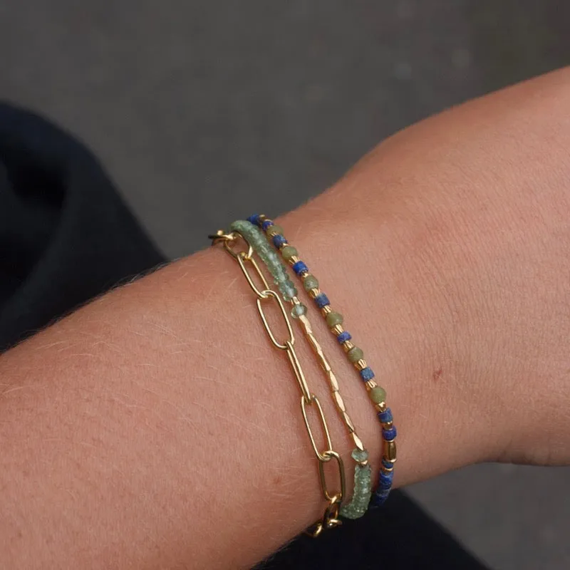 Sierra Bracelet, Lapis Lazuli & Serpentine, Gold