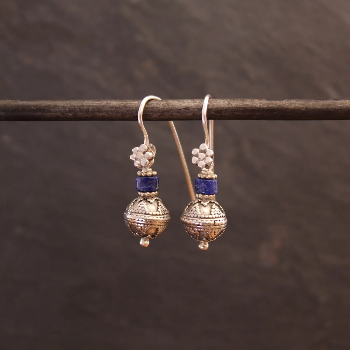 Silver Bali Granulation Bead Earrings