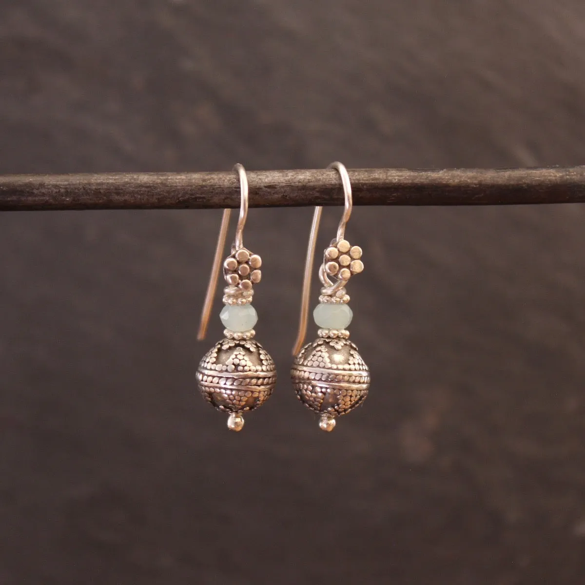 Silver Bali Granulation Bead Earrings