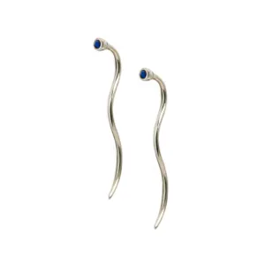Silver Long Tail Earrings with Lapis