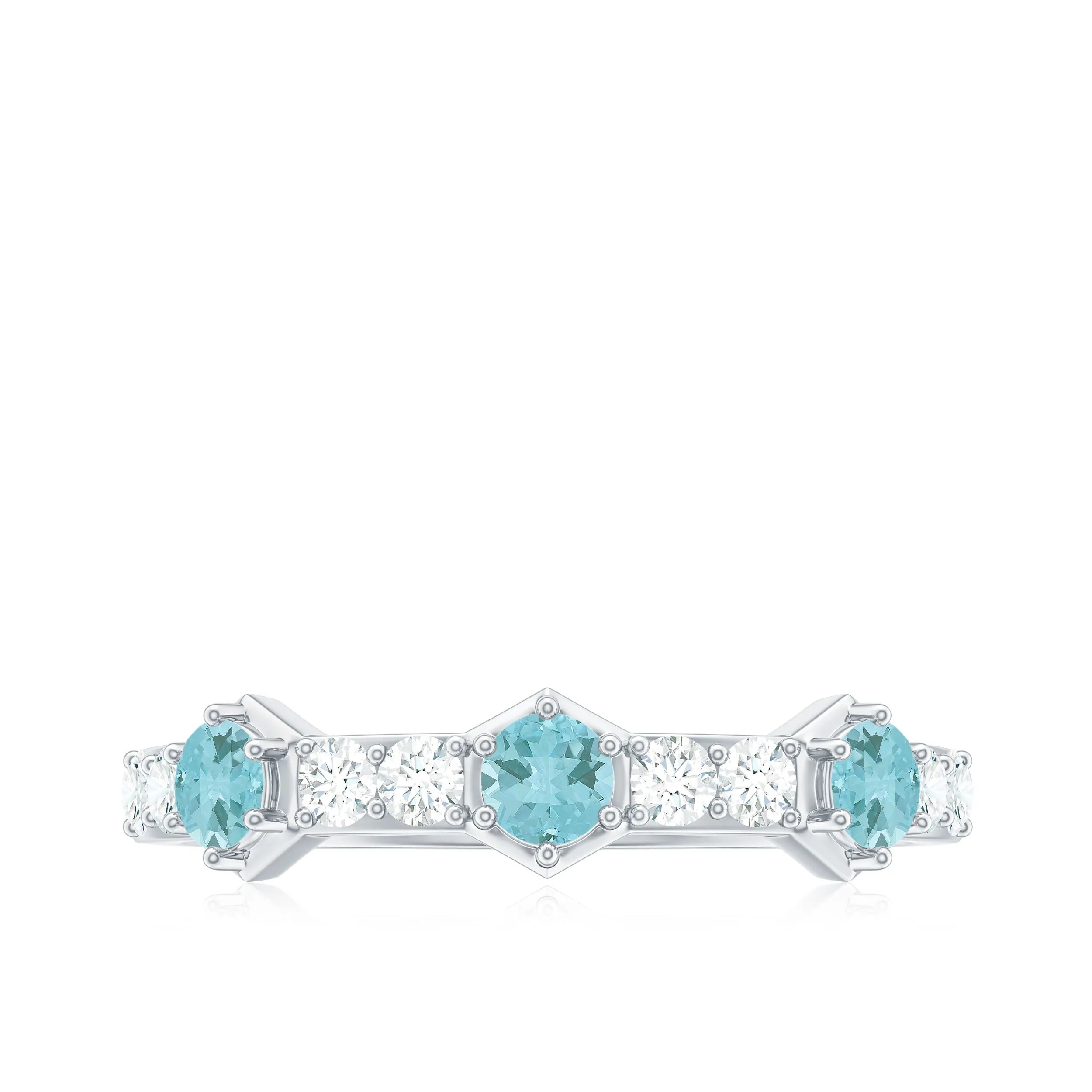 Sky Blue Topaz and Diamond Minimal Half Eternity Ring