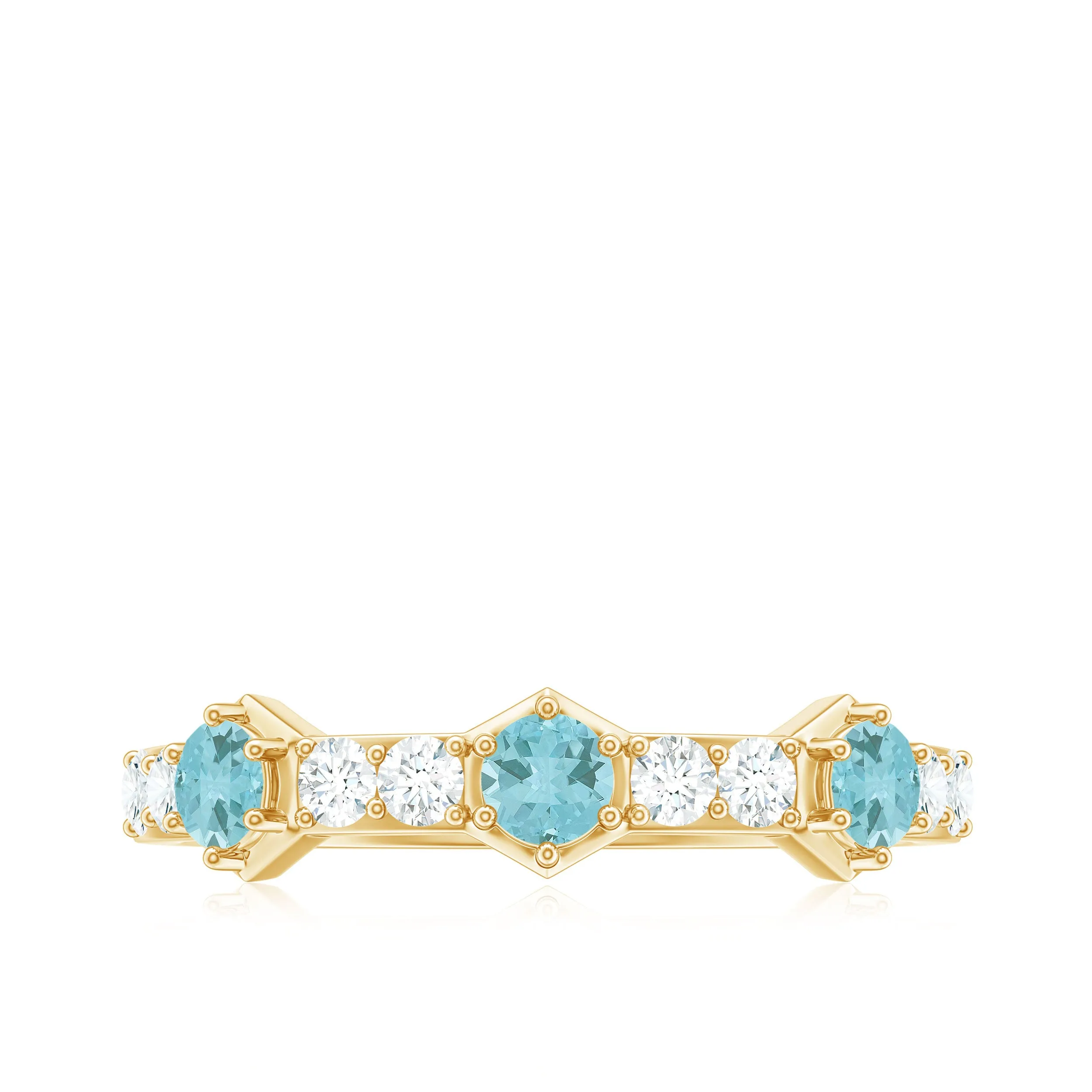Sky Blue Topaz and Diamond Minimal Half Eternity Ring