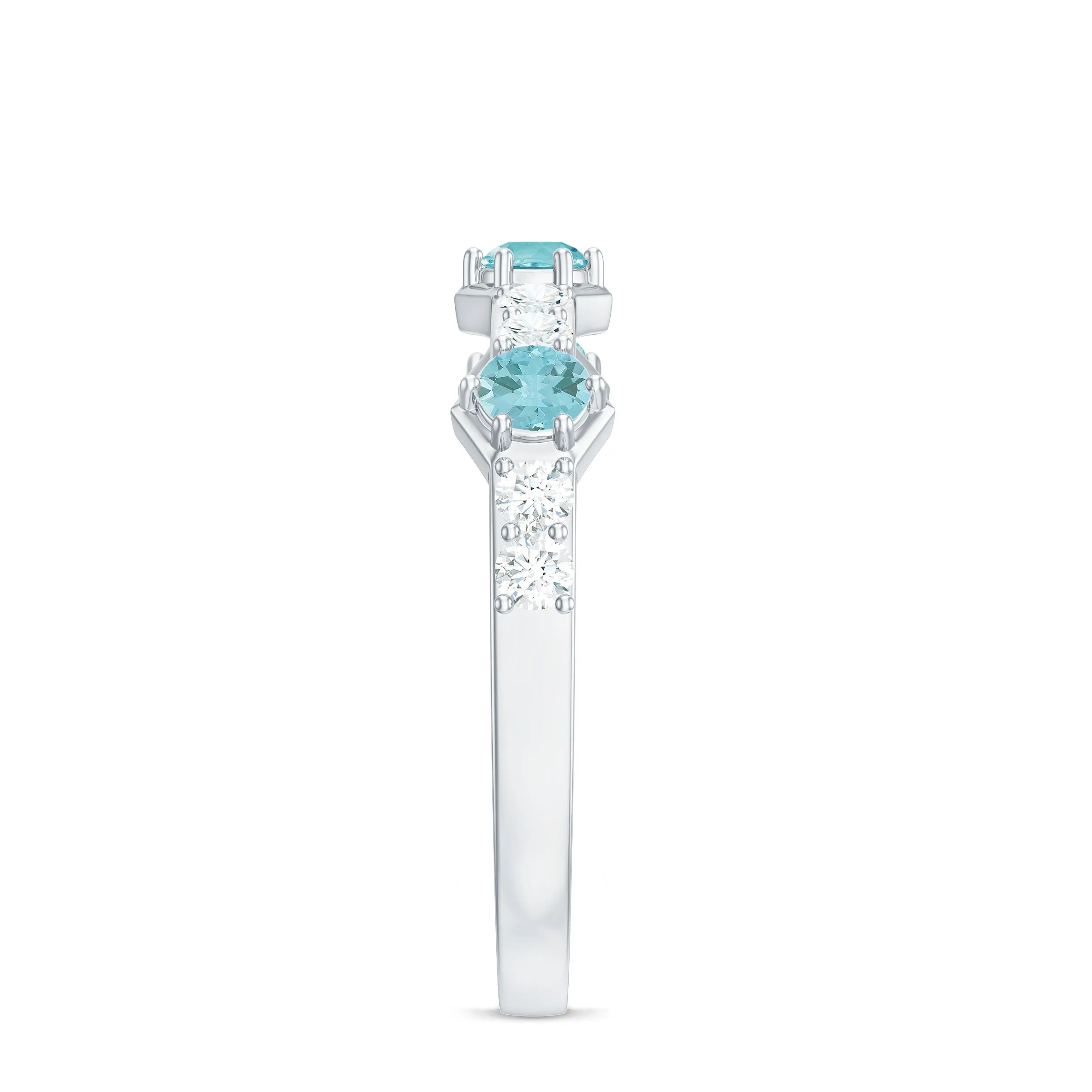 Sky Blue Topaz and Diamond Minimal Half Eternity Ring