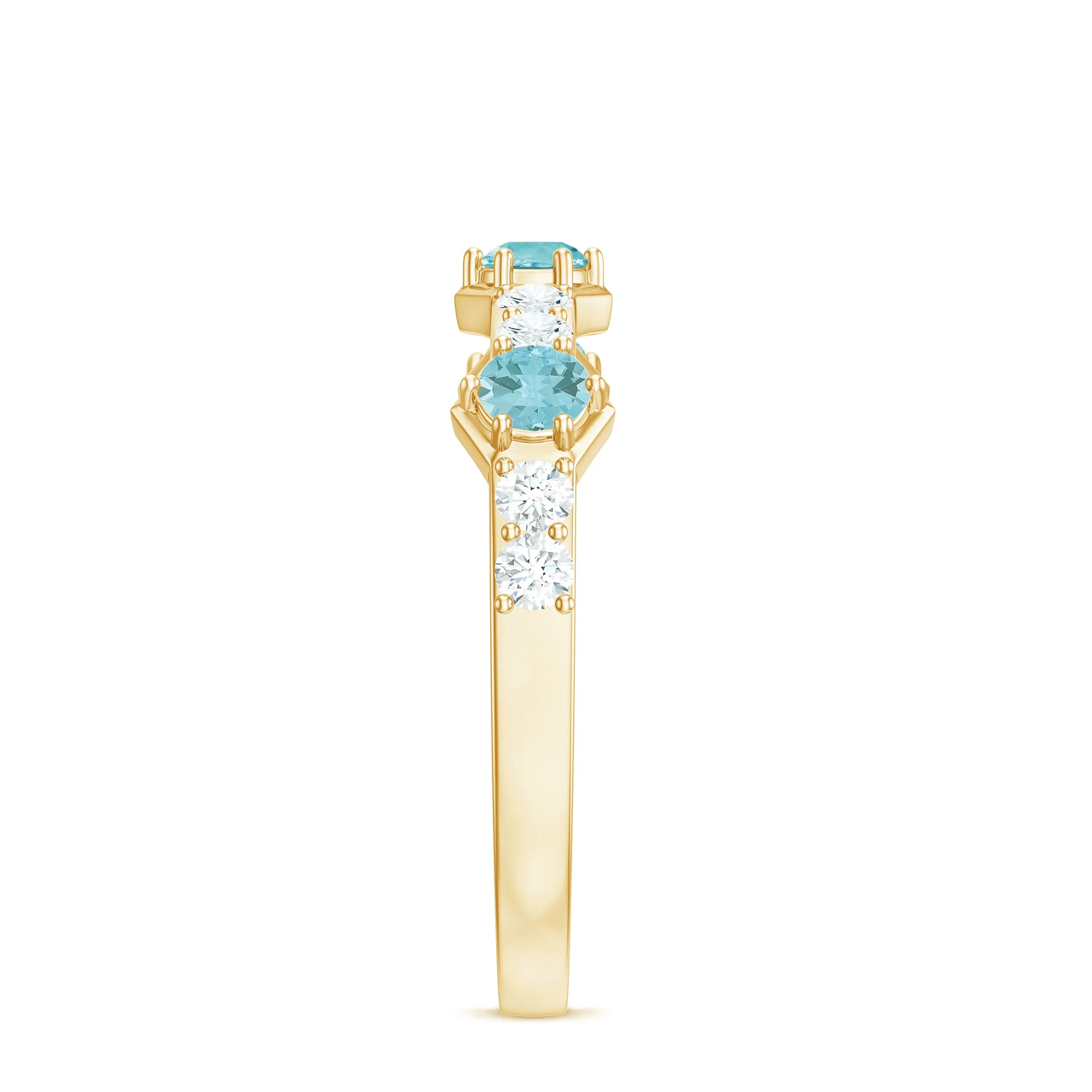 Sky Blue Topaz and Diamond Minimal Half Eternity Ring