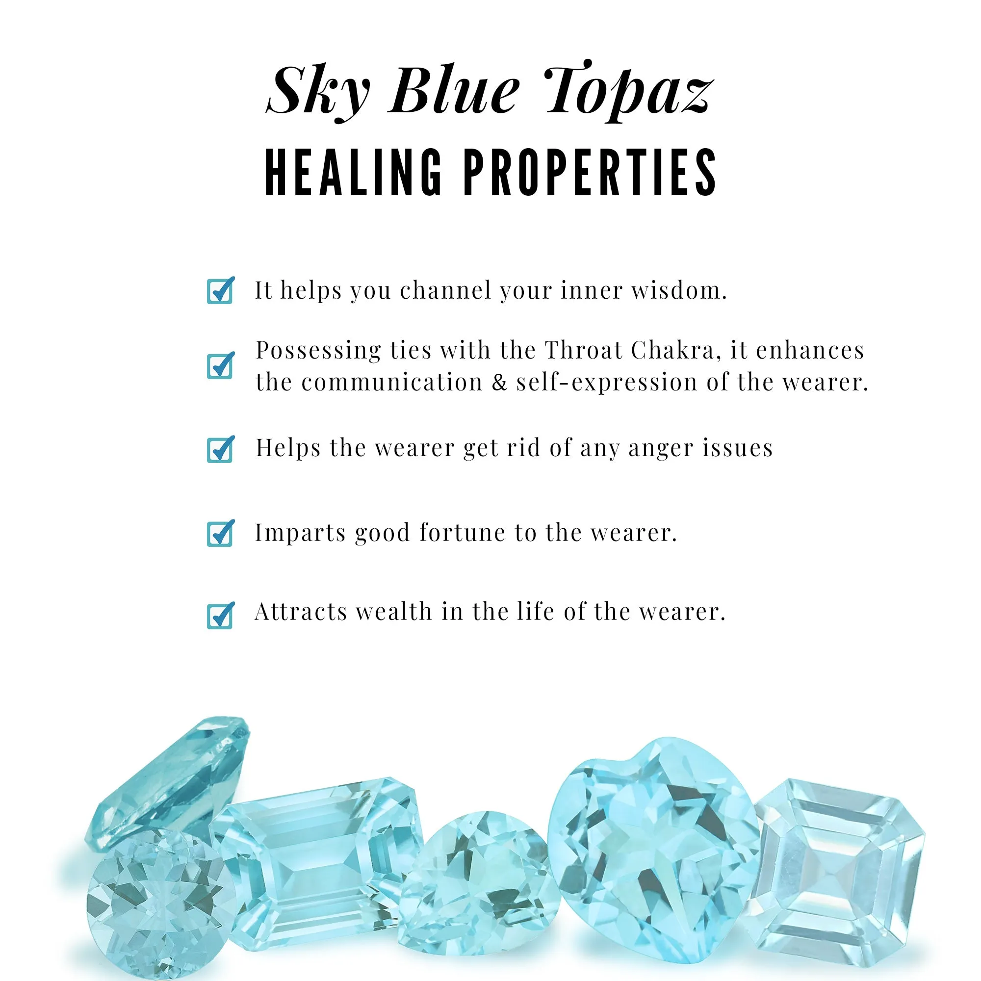 Sky Blue Topaz and Diamond Minimal Half Eternity Ring