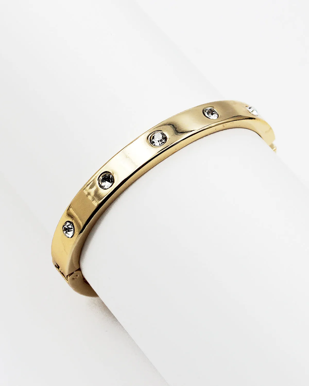 Smooth Metal Bangle with CZ Stone Stations