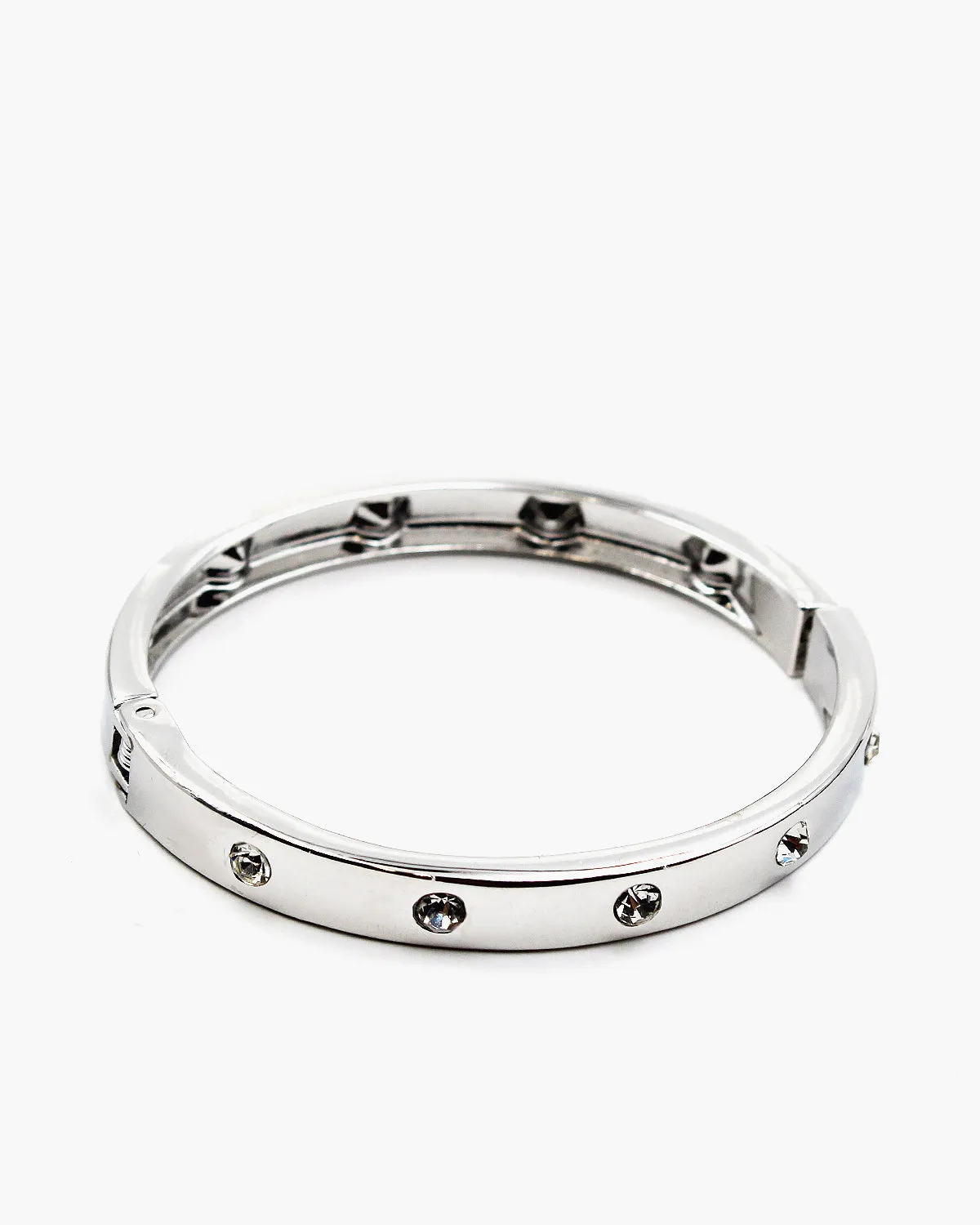 Smooth Metal Bangle with CZ Stone Stations