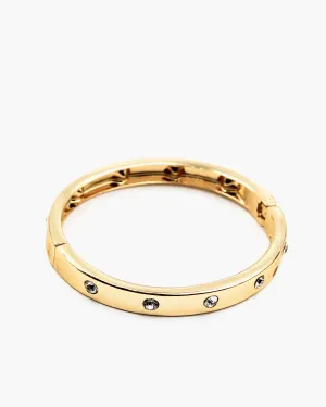 Smooth Metal Bangle with CZ Stone Stations