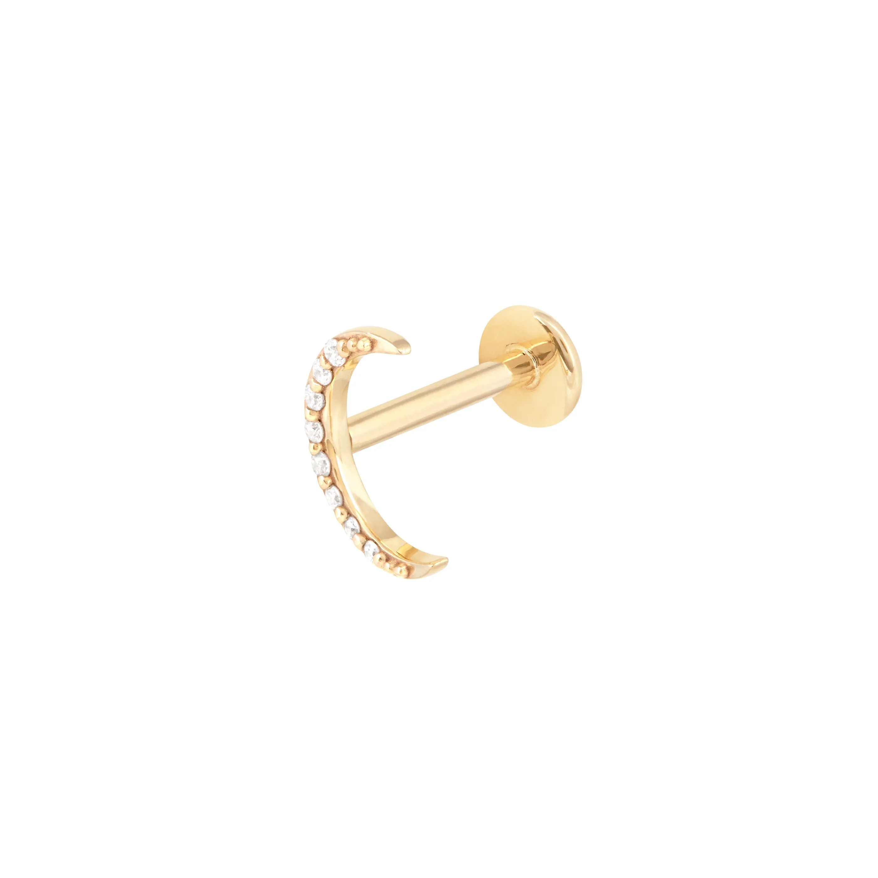 Solid Gold Topaz Moon Piercing Stud