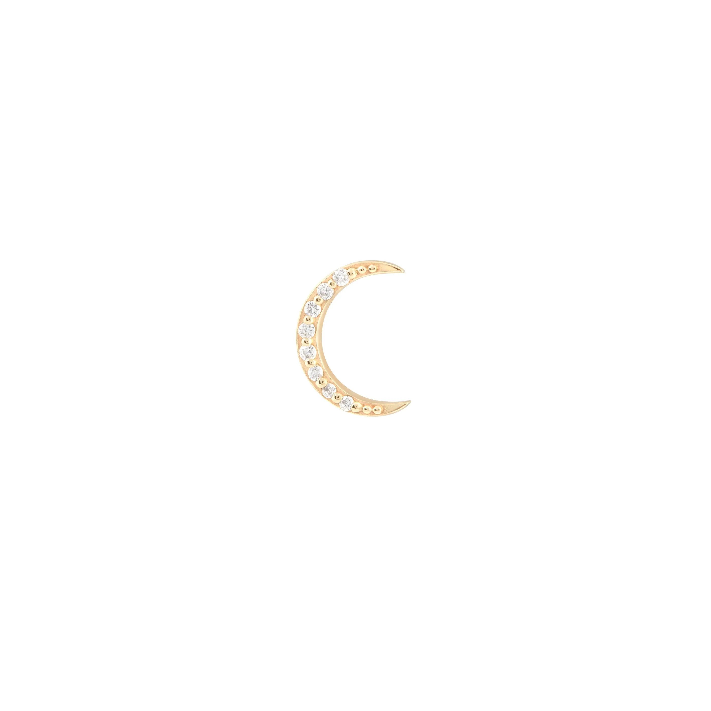 Solid Gold Topaz Moon Piercing Stud