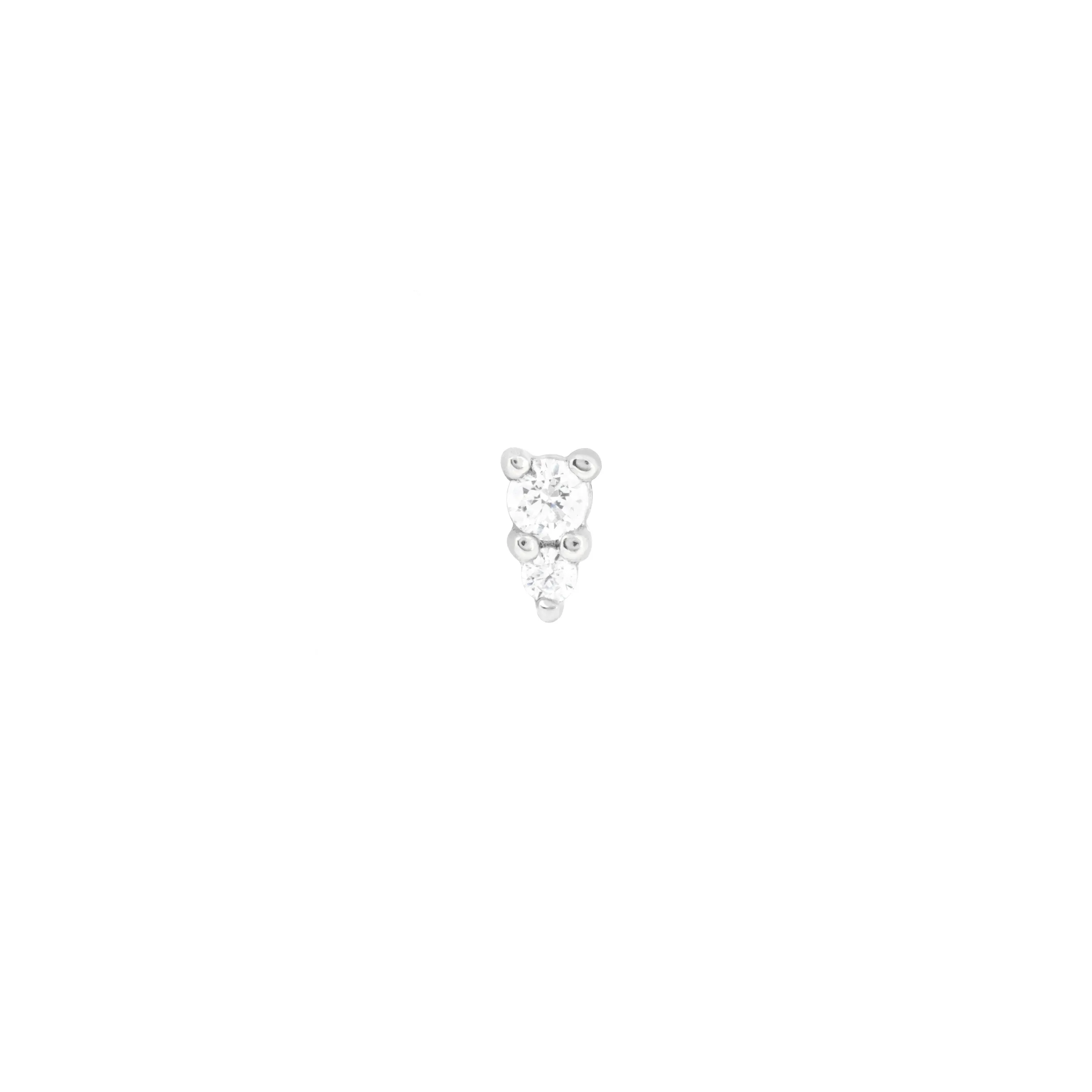 Stacked Topaz Piercing Stud in Solid White Gold
